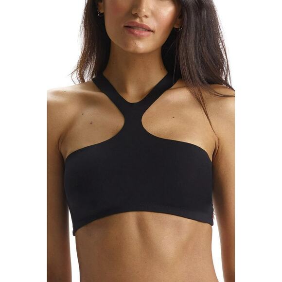 Commando Women's XS Black Neoprene Y-Front Crop Top Racerback Athleisure G28-14 - Picture 1 of 6